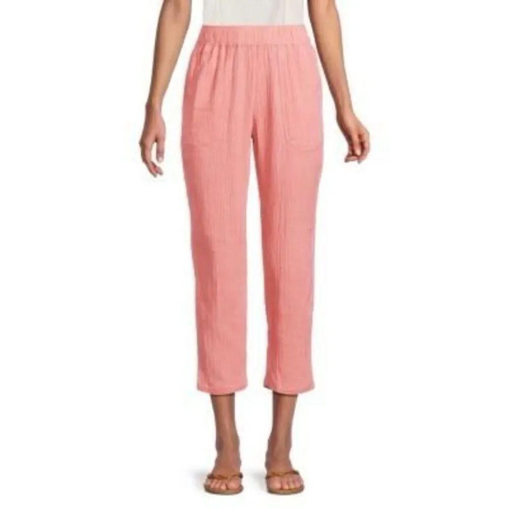 Marine Layer Paula Easy Tapered Cropped Pants in Pink Large